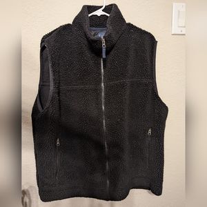 Gap Sherpa Deep Pile Full Zip Vest In Black (L)